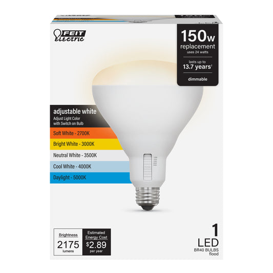 24W (150W Replacement) Selectable White (5CCT) Dimmable BR40 Shape LED Bulb