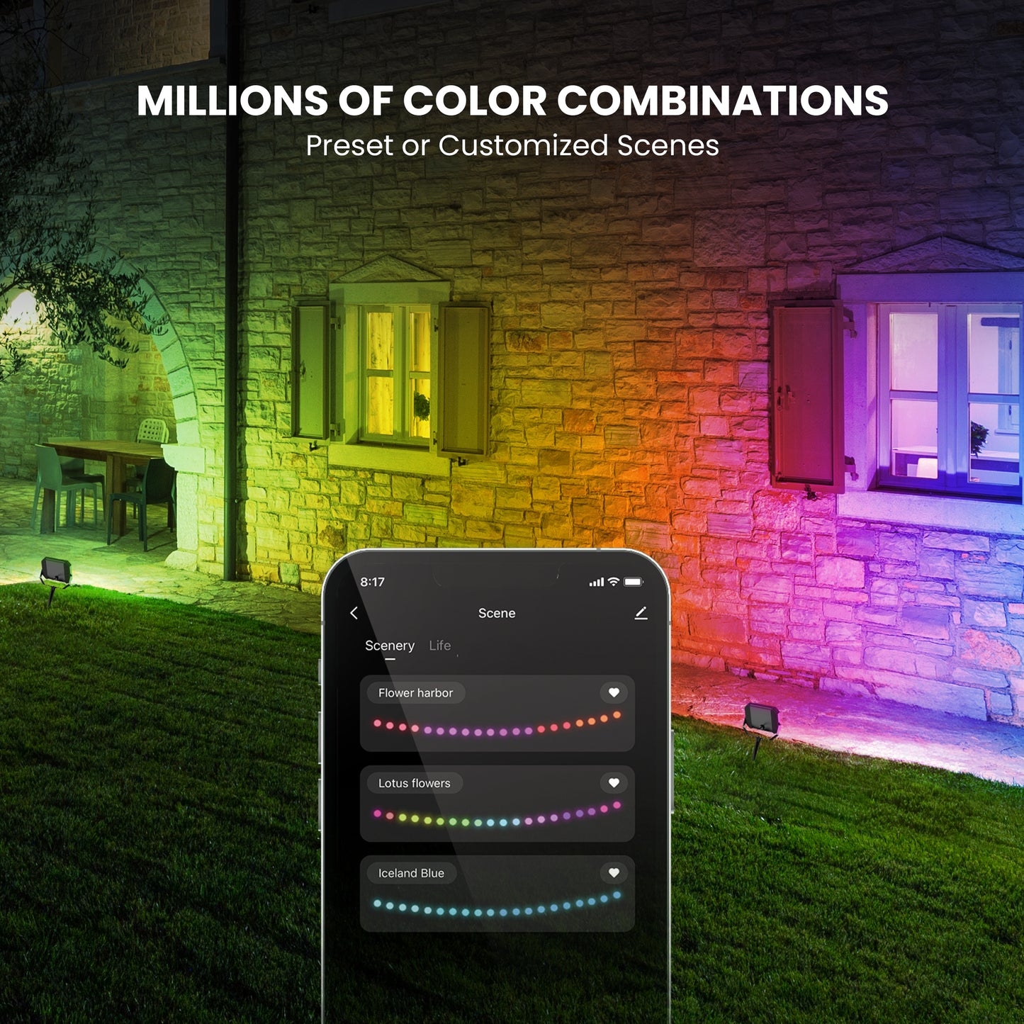 4-Pack Color Changing Smart Flood Lights with Remote