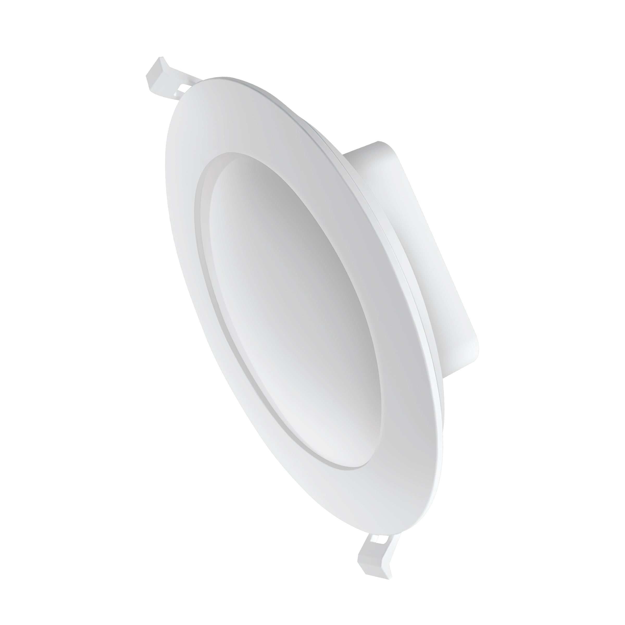White recessed ceiling light on a white background