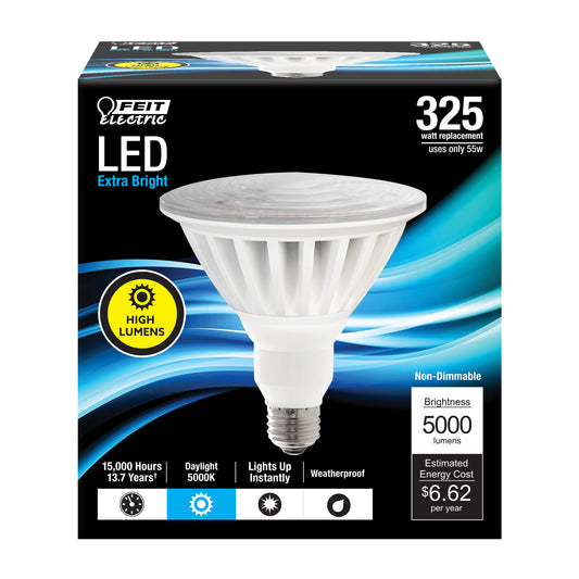 55W (325W Replacement) Daylight (5000K) E26 Base PAR38 High Lumen Non-Dimmable LED