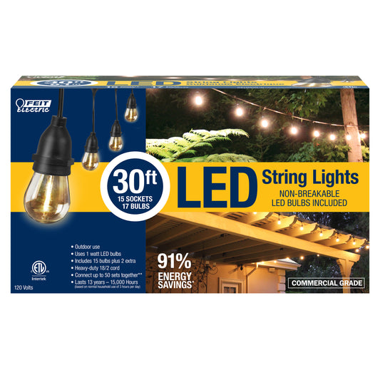 30-Foot LED S14 Amber String Lights